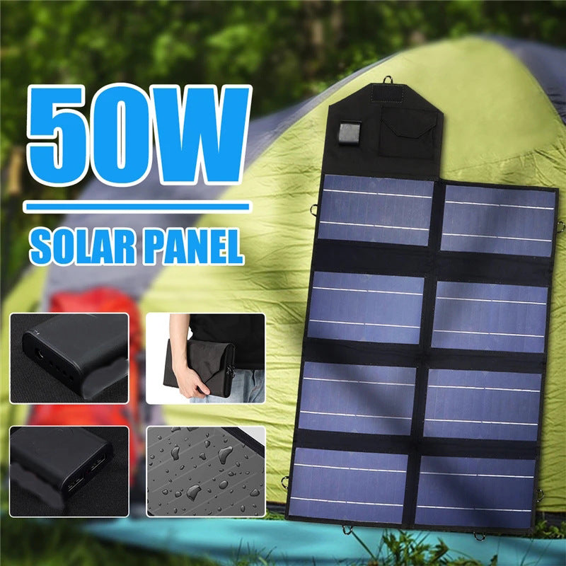 50W Monocrystalline Solar Panel Portable Foldable Solar Charger Mobile Phone Power Bank for Camping Hiking 50W Monocrystalline Solar Panel Portable Foldable Solar Charger Mobile Phone Power Bank for Camping Hiking